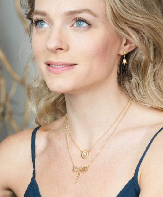 Dragonfly Necklace in 18K Gold