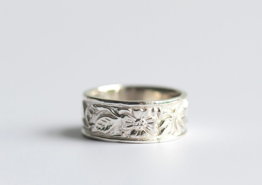 Floral Band in Sterling Silver