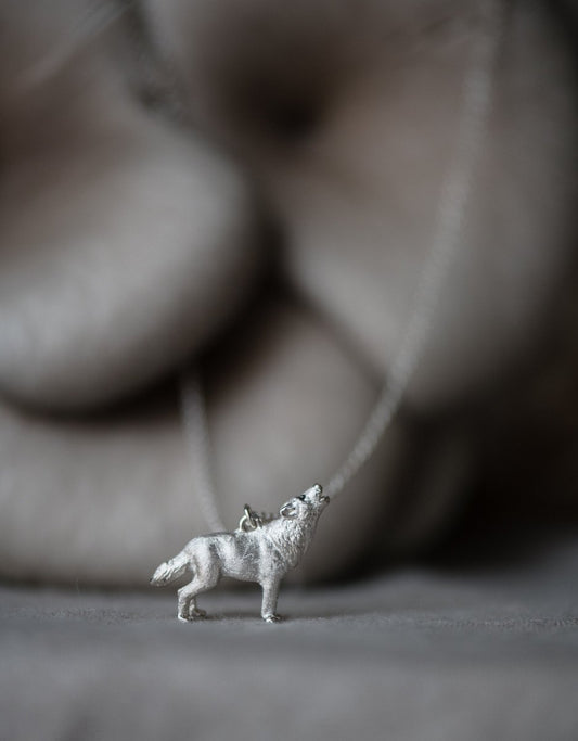 Wolf Pendant in Sterling Silver