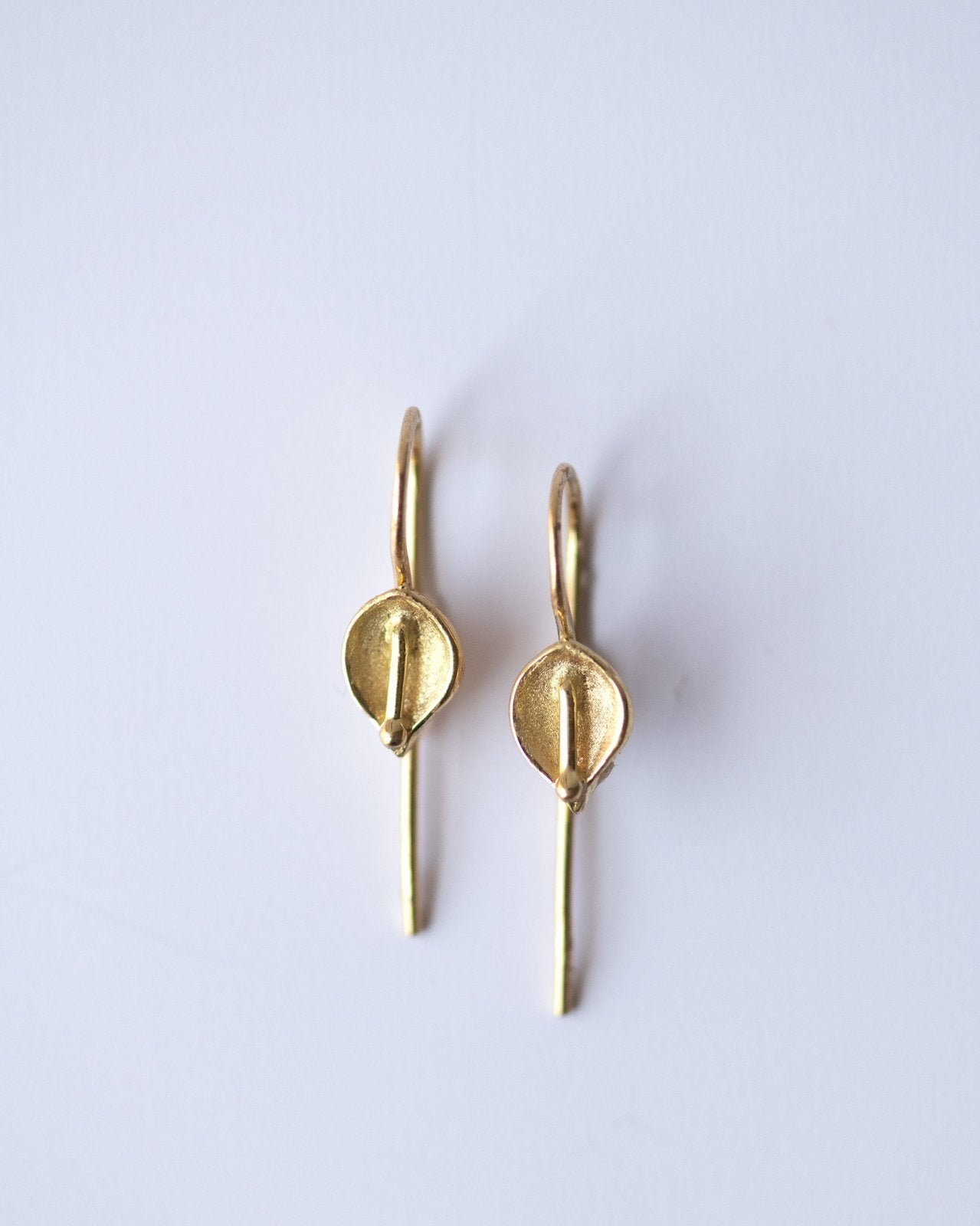 18K Gold Calla Lily Hook Earrings