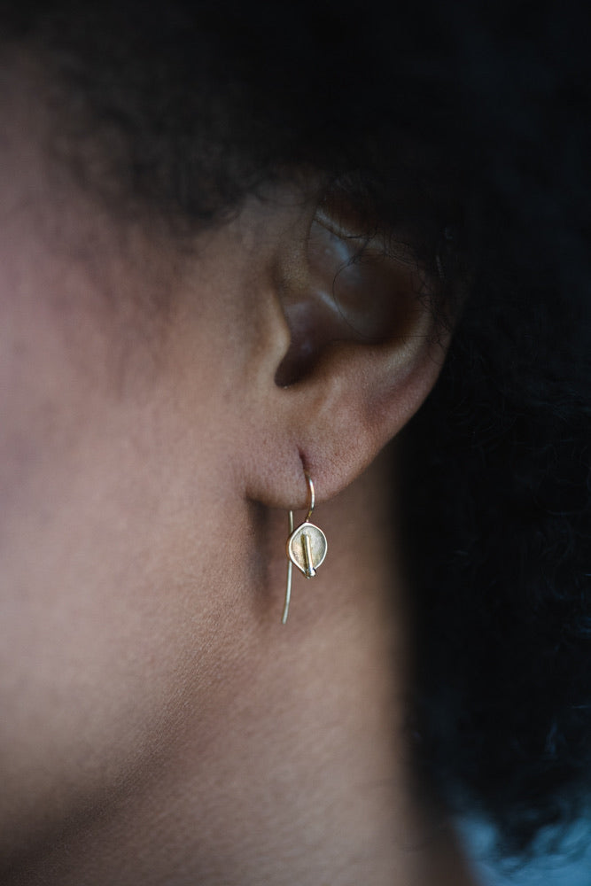 18K Gold Calla Lily Hook Earrings