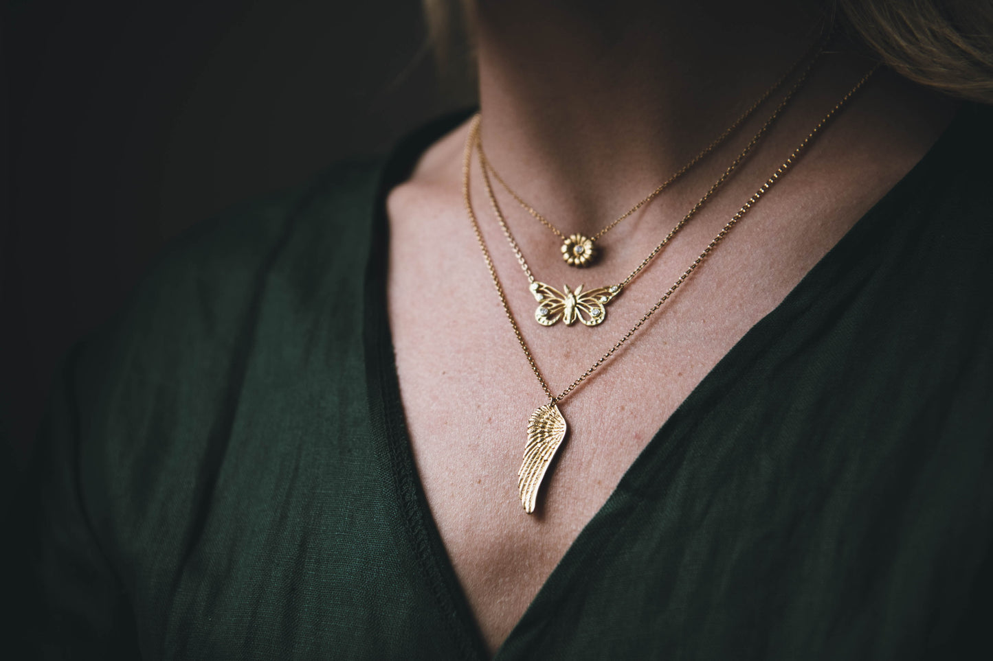 18K Gold Wing Necklace