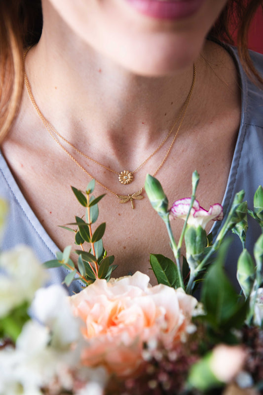 18K Gold Daisy Necklace