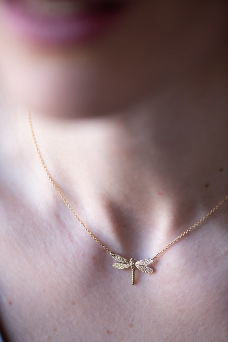 18K Gold Mini Dragonfly Necklace