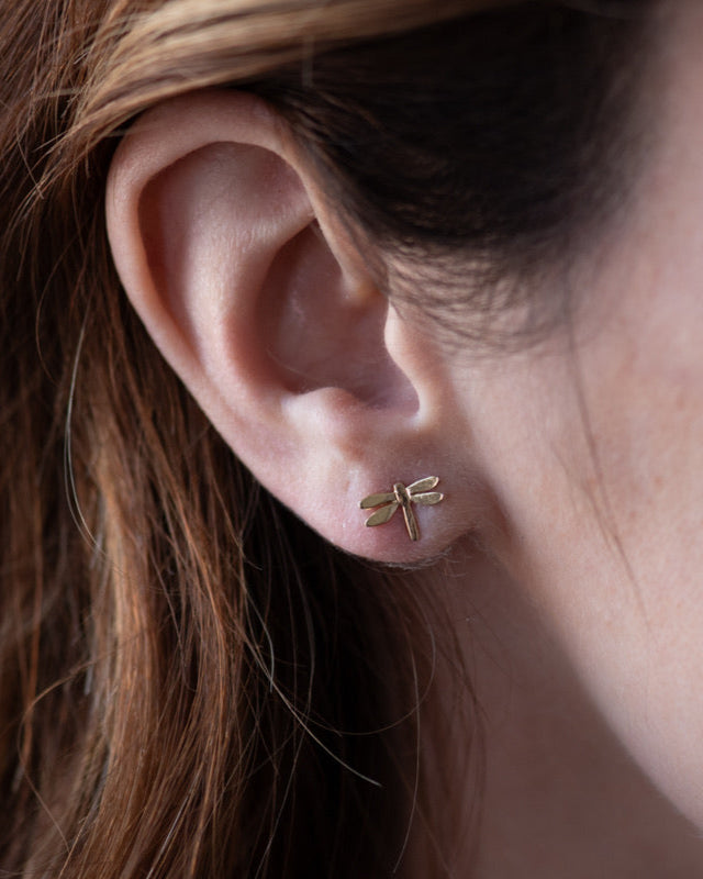 18K Gold Dragonfly Studs